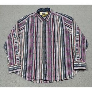 Robert Graham Shirt Mens 2XL Multicolor Stripe Long Sleeve Button Up Casual